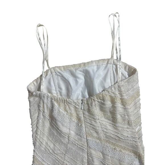 Vtg Cache Strapless White Beaded Maxi Dress Sz 4 - Picture 15 of 16